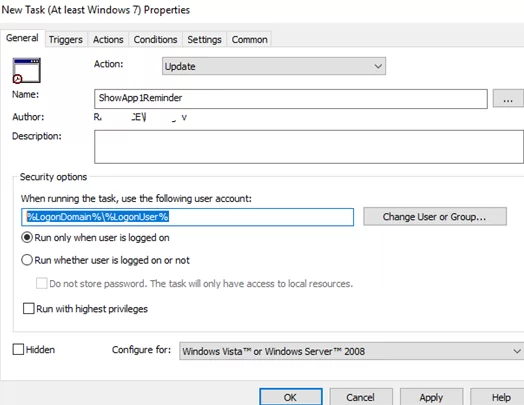 Configure a scheduled task item with Group Policy Preferences