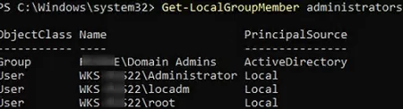 list local administrators group membership with powershell
